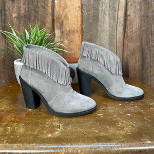 Joie Grey Suede Fringe Booties - Size 36 1/2 - US 6